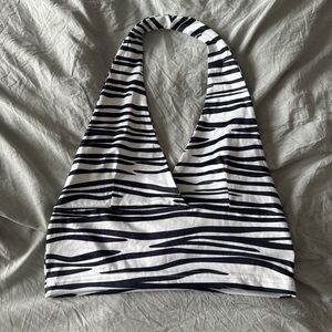 Princess Polly Zebra Print Crop Halter Neck Top
